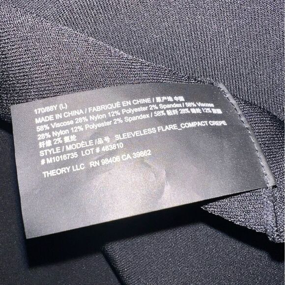 THEORY Stretch-crepe wrinkle resistant midi dress in Black Large MSRP $425 - Picture 10 of 10